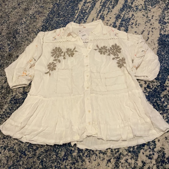 Free People Louisa Patchwork Mini Dress in Ivory S - Picture 4 of 9